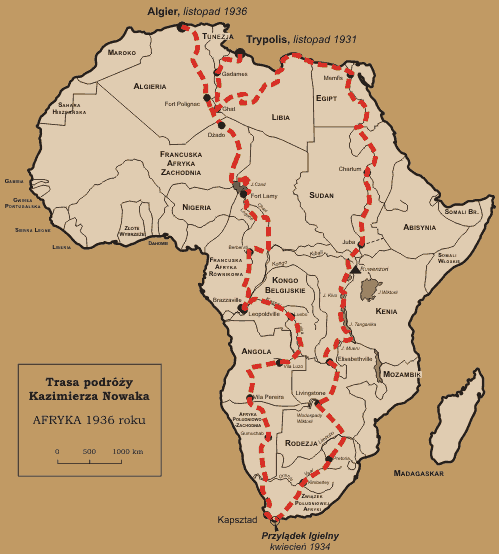 Trasa podróży 1931-1936